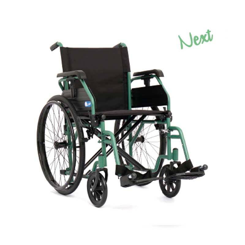 Carrozzina autospinta pieghevole Moretti CP110 con doppia crociera e ruote a sgancio rapido verde