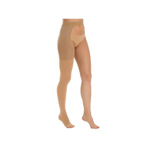 Monocollant lungo per la gamba destra in morbido tessuto di cotone, progettato da Mediven per offrire supporto terapeutico ed elevato comfort. Ideale per chi cerca una combinazione di eleganza e funzionalità.