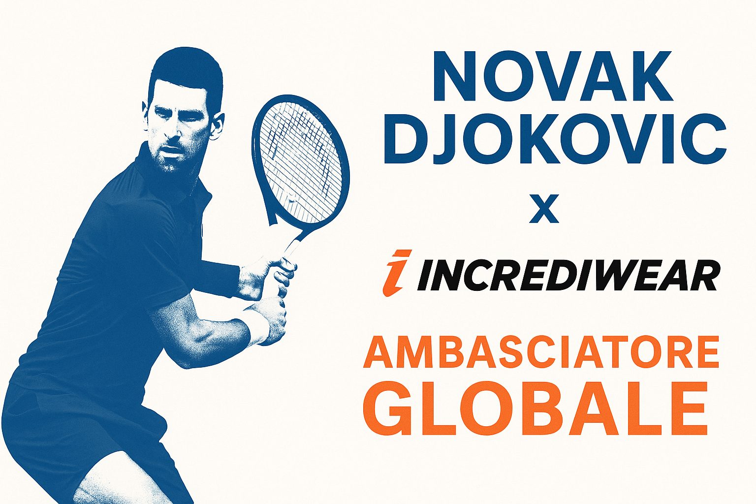 Novak Djokovic diventa ambasciatore globale Incrediwear – immagine ufficiale della partnership