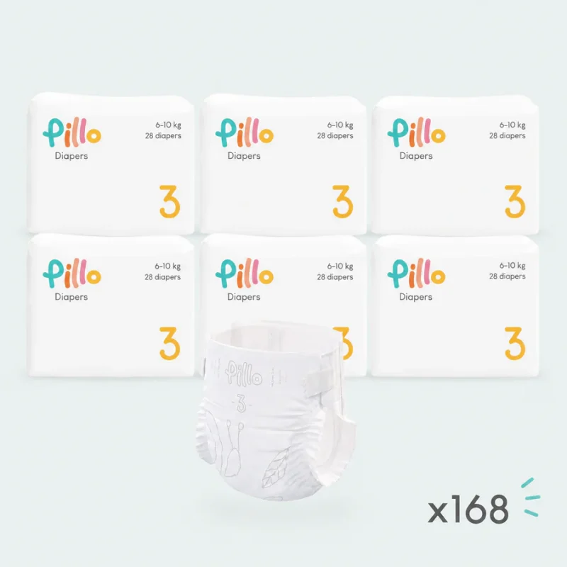 Pillo Baby Pannolino Midi Taglia 3 da 6 a 10 kg confezione da 168 pannolini